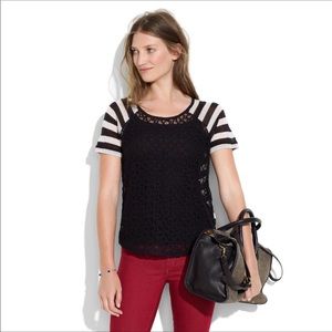 BNWT - Madewell Hi-Line Lace Stripe Shirt - SMALL